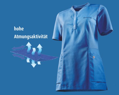 Ein BP® Schlupfkasack  mit der Darstellung der Atmungsfunktion vom Material.
